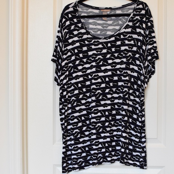 H&M Tops - H&M+ Blue and Black Lips Top